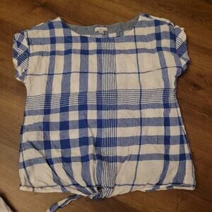 L.L Bean signature  linen tie blouse  XS